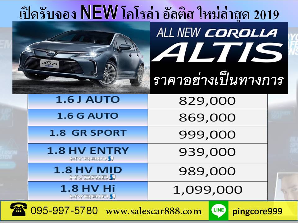 ALL-NEW COROLLA ALTIS 2019 รุ่นใหม่ล่าสุด